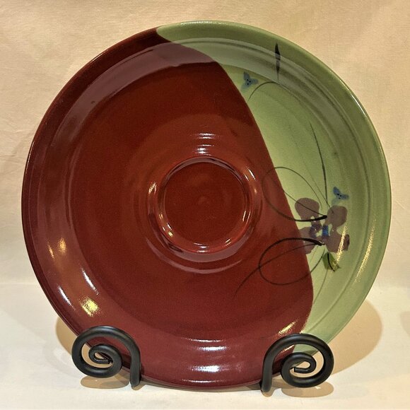 Follette Studio Art Pottery Drip Glaz Chip and Dip Plate Platter 12" Signed - Picture 1 of 5